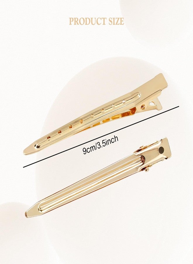 Dizila 40 Pieces 9cm/3.5" Gold Metal Hair Salon Alligator Hair Styling Clips with Holes Duckbill Hair Sectioning Clips Hair Barrettes Accessories for Women Girls Teens - Image 2
